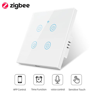 ZigBee Smart Life Tempered Glass Panel Wall Switch