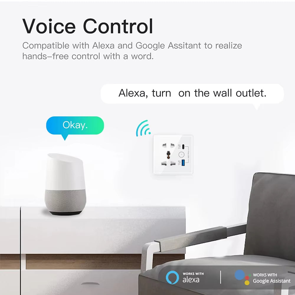 Tuya WIFI Smart Socket UK Standard Type-C USB Ports