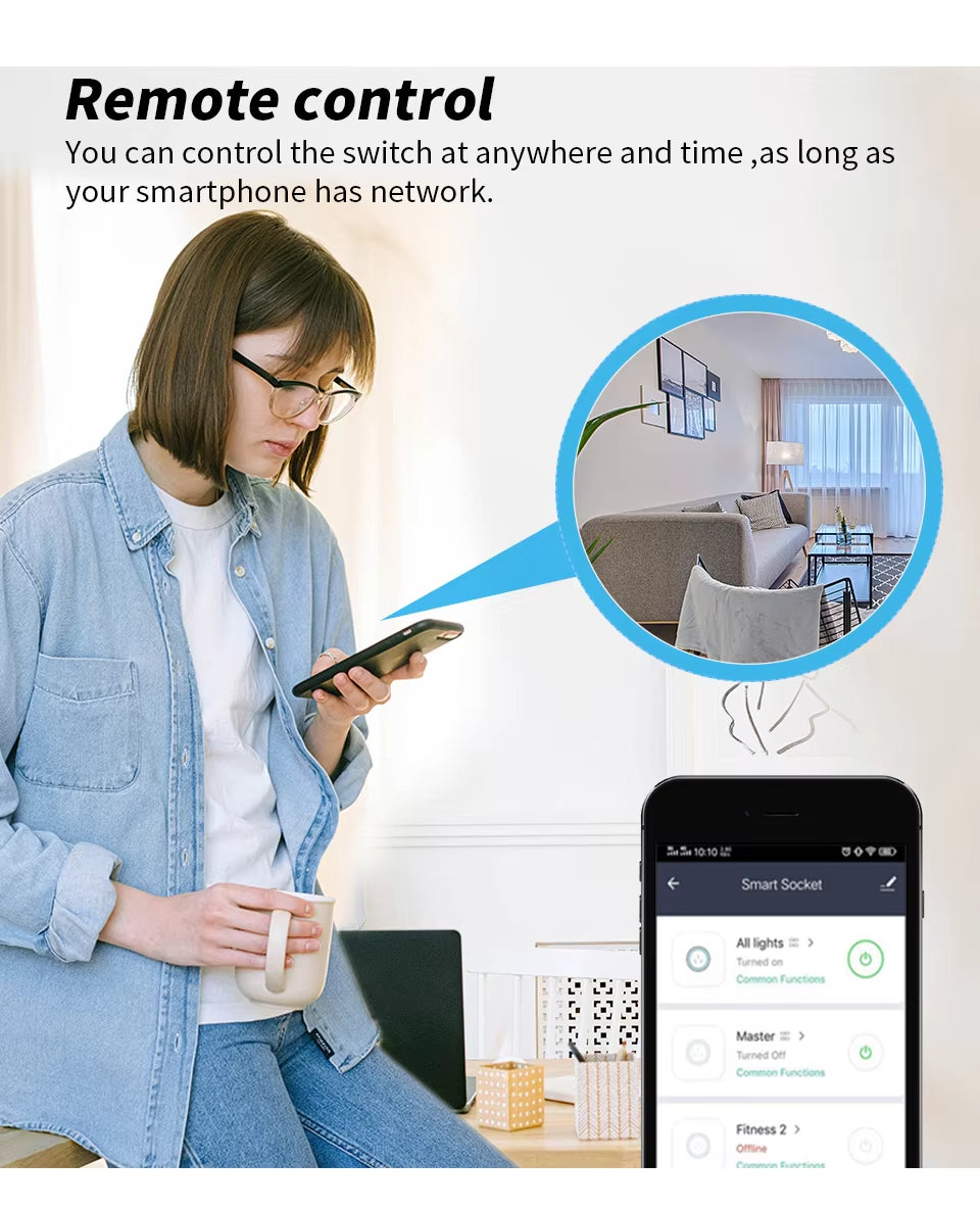 Smart WiFi 2.4G Wireless Remote Socket App-Controlled EU Plug