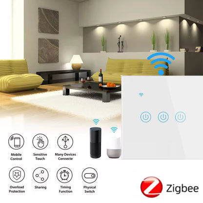 ZigBee Smart Life Tempered Glass Panel Wall Switch