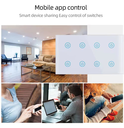 Smart Life Tuya WiFi Remote Control Smart Touch Switch 8 Gang Tuya Smart Life Touch Panel